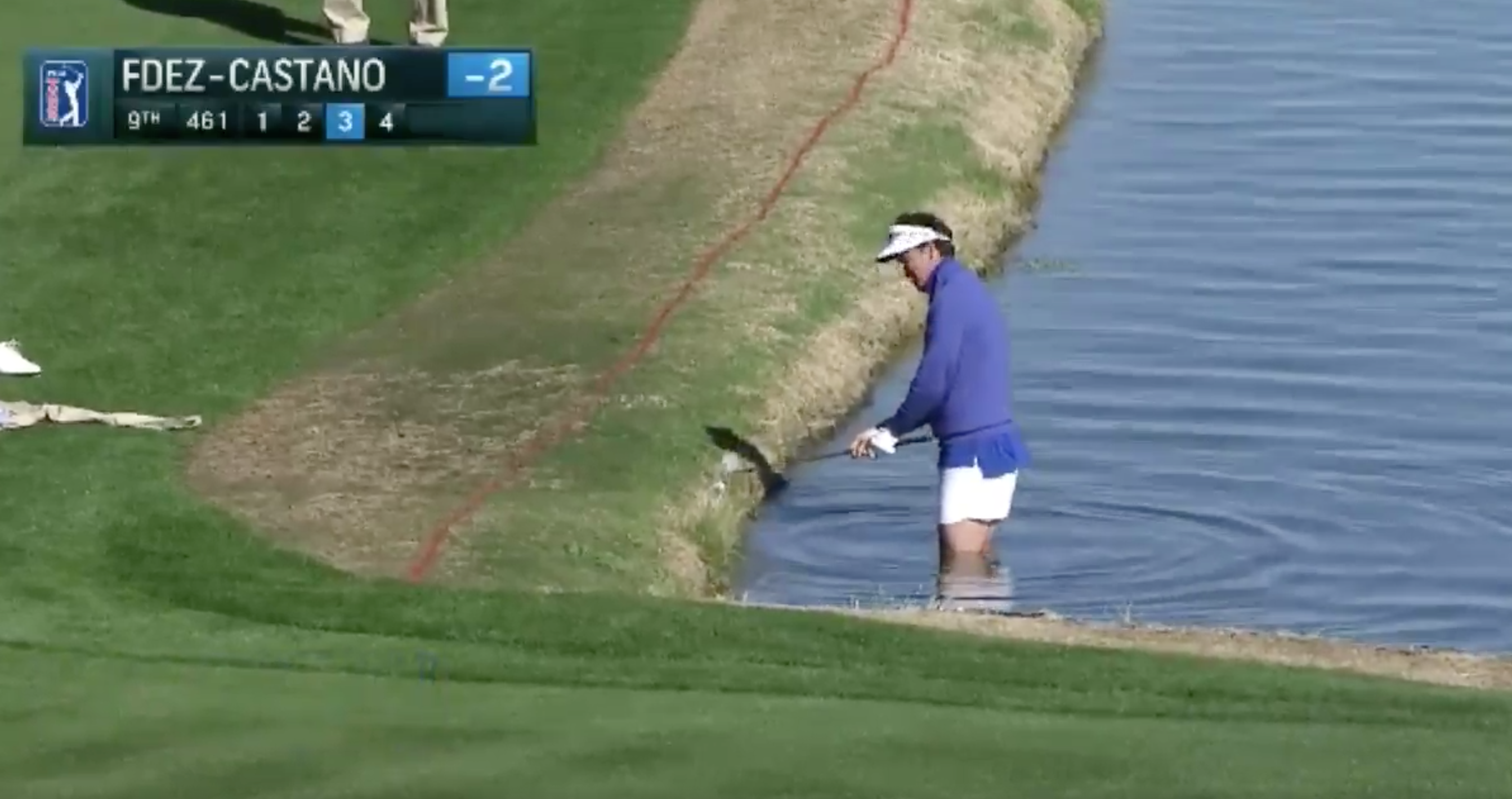 PGA Tour Pro Strips To Underwear For Shot From Water