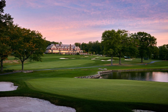 A view of the clubhouse at Baltusrol.