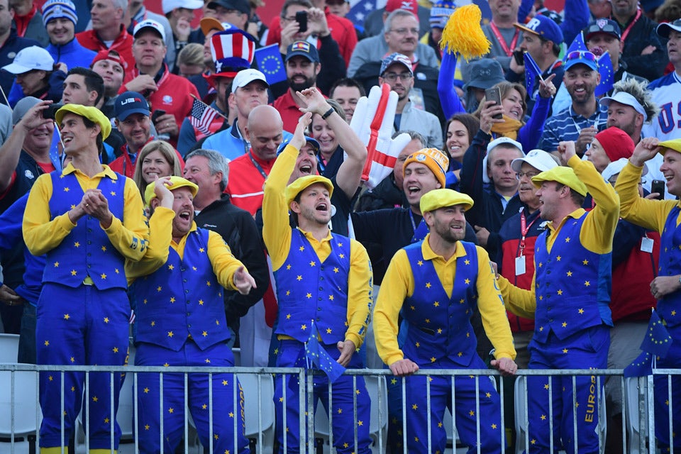 Some brave European fans dressed up for the occasion.
