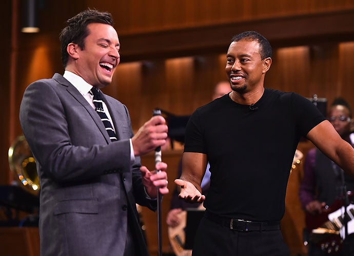 Just one week after the PGA Championship, though, Woods was smiling again, this time on set with Jimmy Fallon for the Tonight Show. The pair was joined by Rory McIlroy, the newly crowned PGA Champion.