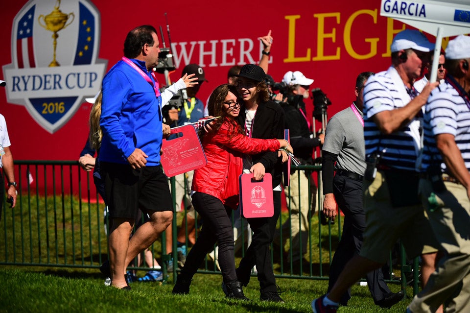 Phil Mickelson's daughter and son were on the course Sunday.