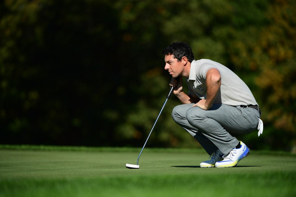 Rory McIlroy tried to read a putt Saturday morning.