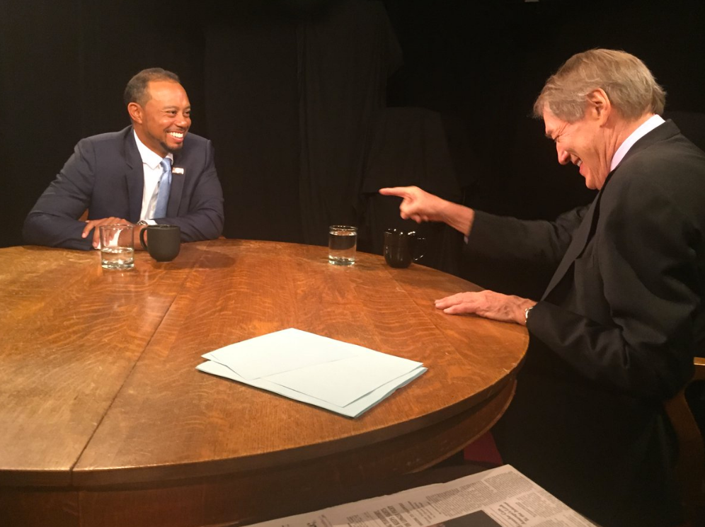 Tiger Woods and Charlie Rose 