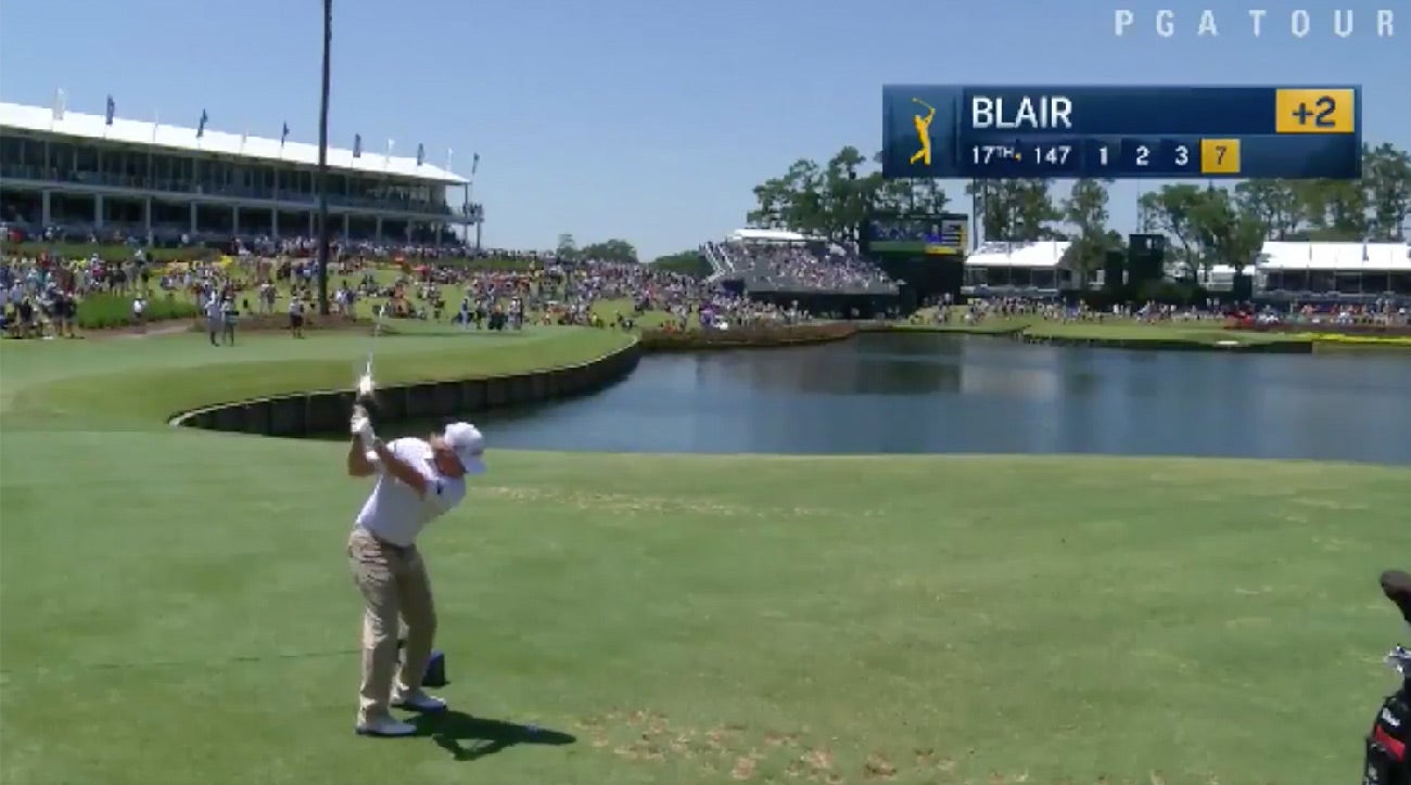 WATCH Single group hits five balls in the water on 17th at Sawgrass