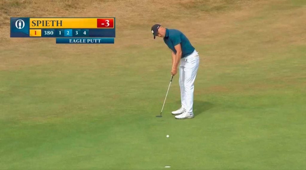 Jordan Spieth started British Open Saturday with an eagle.