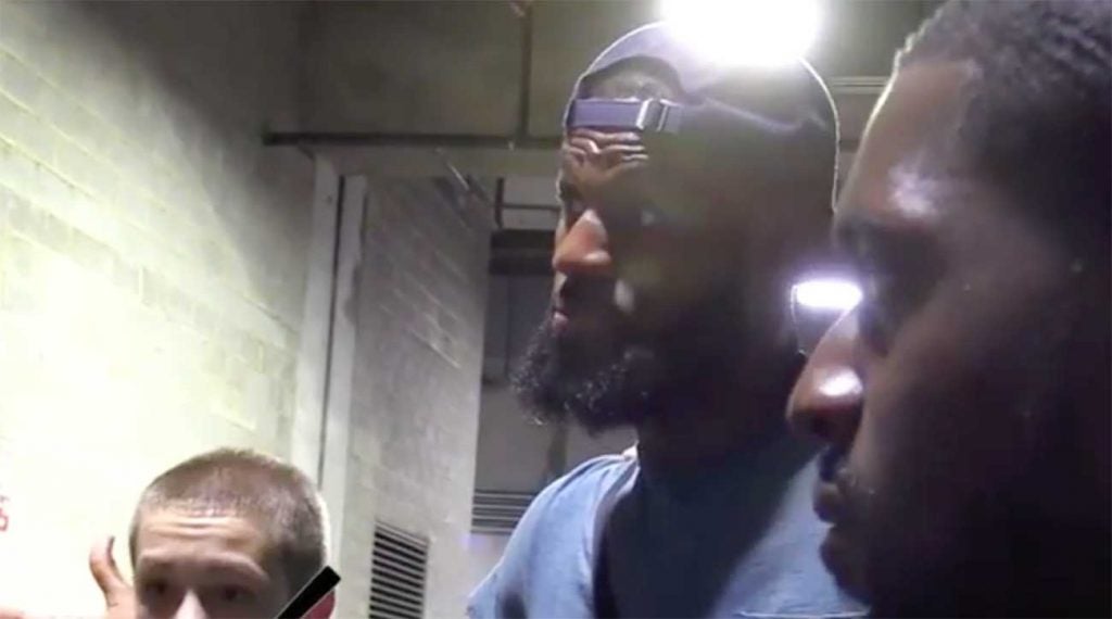 LeBron James tried to get a youth basketball team hyped for its game.