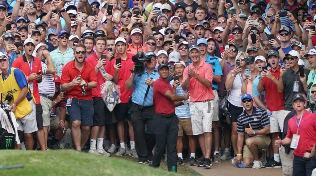 Inside the Tiger storm: Fans worked hard Sunday to get a glimpse of Woods