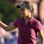 Georgia Hall of England waves after finishing the final round and winning the Women's British Open at Royal Lytham & St. Annes.