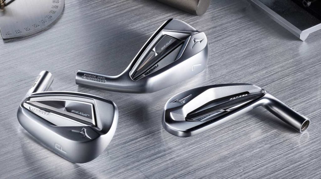 A look at the heads of three Mizuno JPX 919 irons.