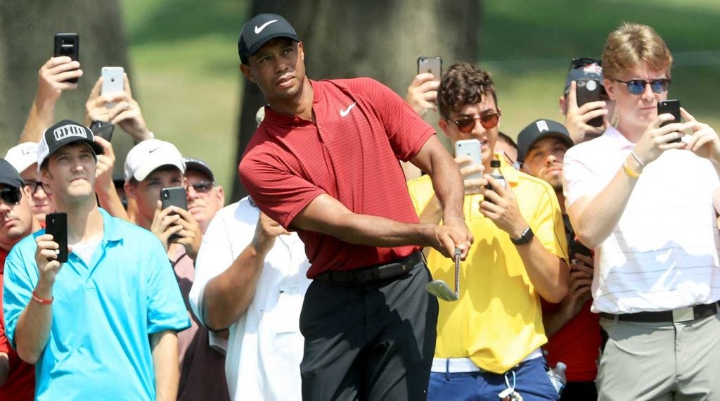 Tiger Woods found plenty of trouble on the back nine on Sunday at Firestone.