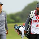 Michelle Wie kept her injured hand in a glove during parts of her Thursday round.