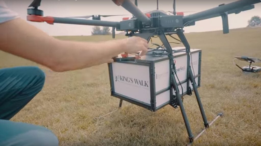 A golf course drone delivery service at a course in North Dakota.