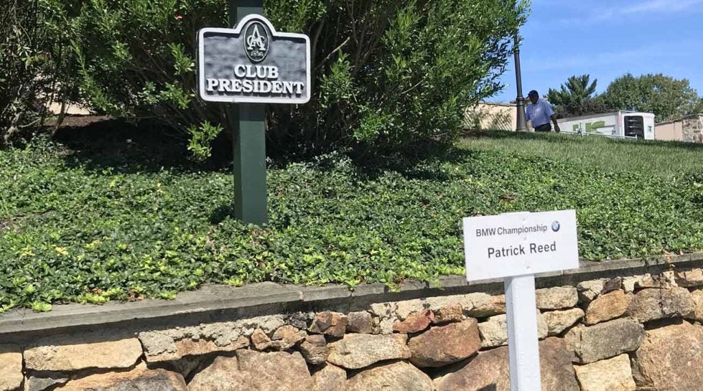 Kevin Kisner tweeted this photo of Patrick Reed's parking sapce at the BMW Championship.