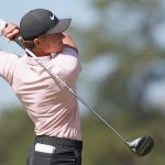 Cameron Champ hits driver during the Sanderson Farms Championship.