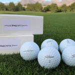 Titleist Pro V1 and Pro V1x golf balls.