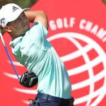 Xander Schauffele watches his drive during the final round of the WGC-HSBC Champions.