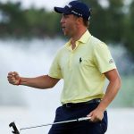 Justin Thomas celebrates after winning The Honda Classic.