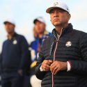 Davis Love III looks on during the Ryder Cup in Paris.