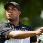 Harold Varner III plays a shot at the 2018 RGC Canadian Open.