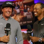 Phil Mickelson and Tiger Woods after being selected as captain's picks for the 2018 U.S. Ryder Cup team.