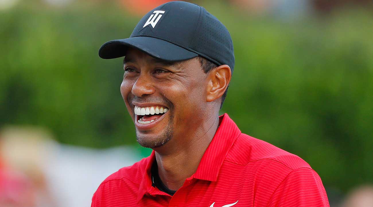 Tiger Woods is all smiles after winning the Tour Championship.