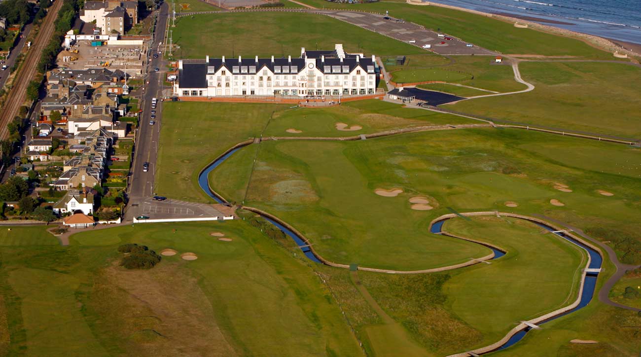 An aerial view of Carnoustie's Barry Burn