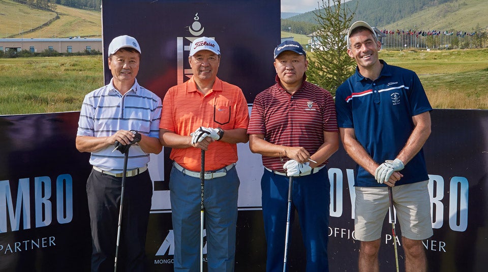 Ollie with his playing partners before the 3rd round of the Mongolian National Open. The socks were a poor choice.