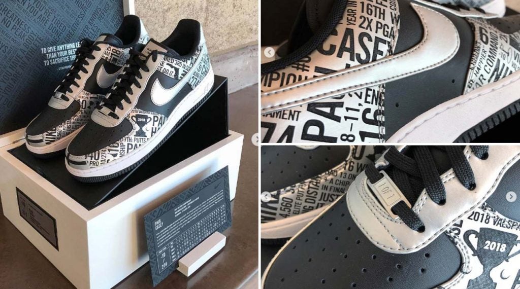 Paul Casey posted these photos of his custom Nike Air Force 1 golf shoes on Instagram.