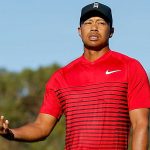 Tiger Woods reacts after a missed putt at the 2018 Farmers Insurance Open.