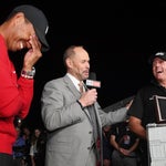 Tiger Woods and Phil Mickelson during The Match.