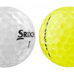A white and yellow golf ball from the Srixon Z-STAR series.