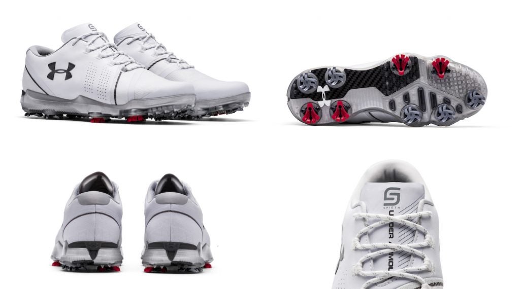 A look at Under Armour's Spieth 3 golf shoe from all angles.