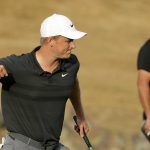 Adam Long pumps his fist after winning the Desert Classic on Sunday.