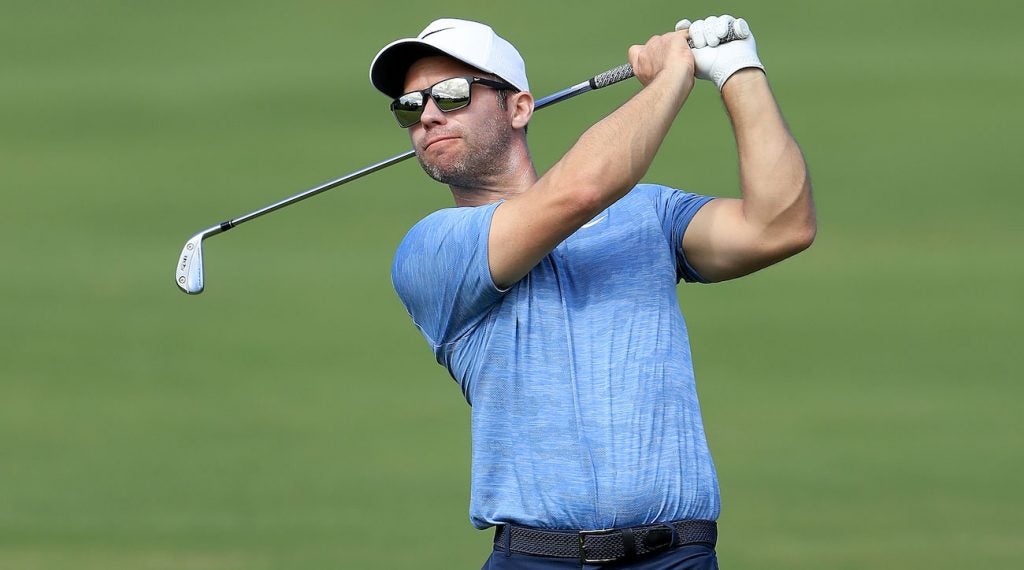 Paul Casey was photographed with a Honma driving iron at Kapalua.