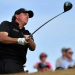 Phil Mickelson watches a tee shot during Sunday's final round of the Desert Classic.
