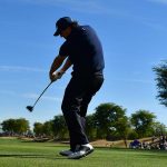 Phil Mickelson tees off during the third round of the Desert Classic.