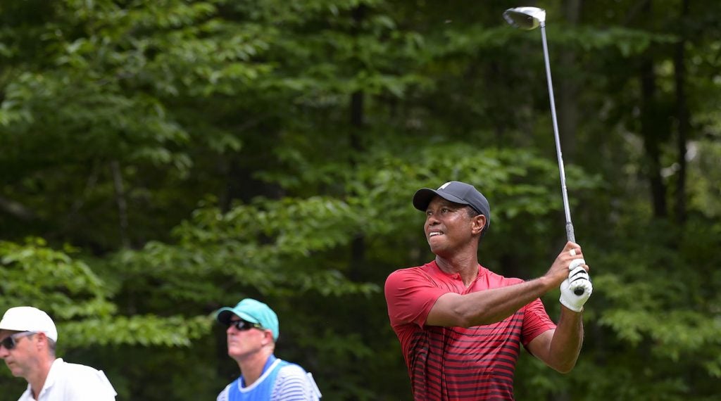 Tiger Woods went back to Mitsubishi's Diamana D+ White Board shaft during the playoffs.