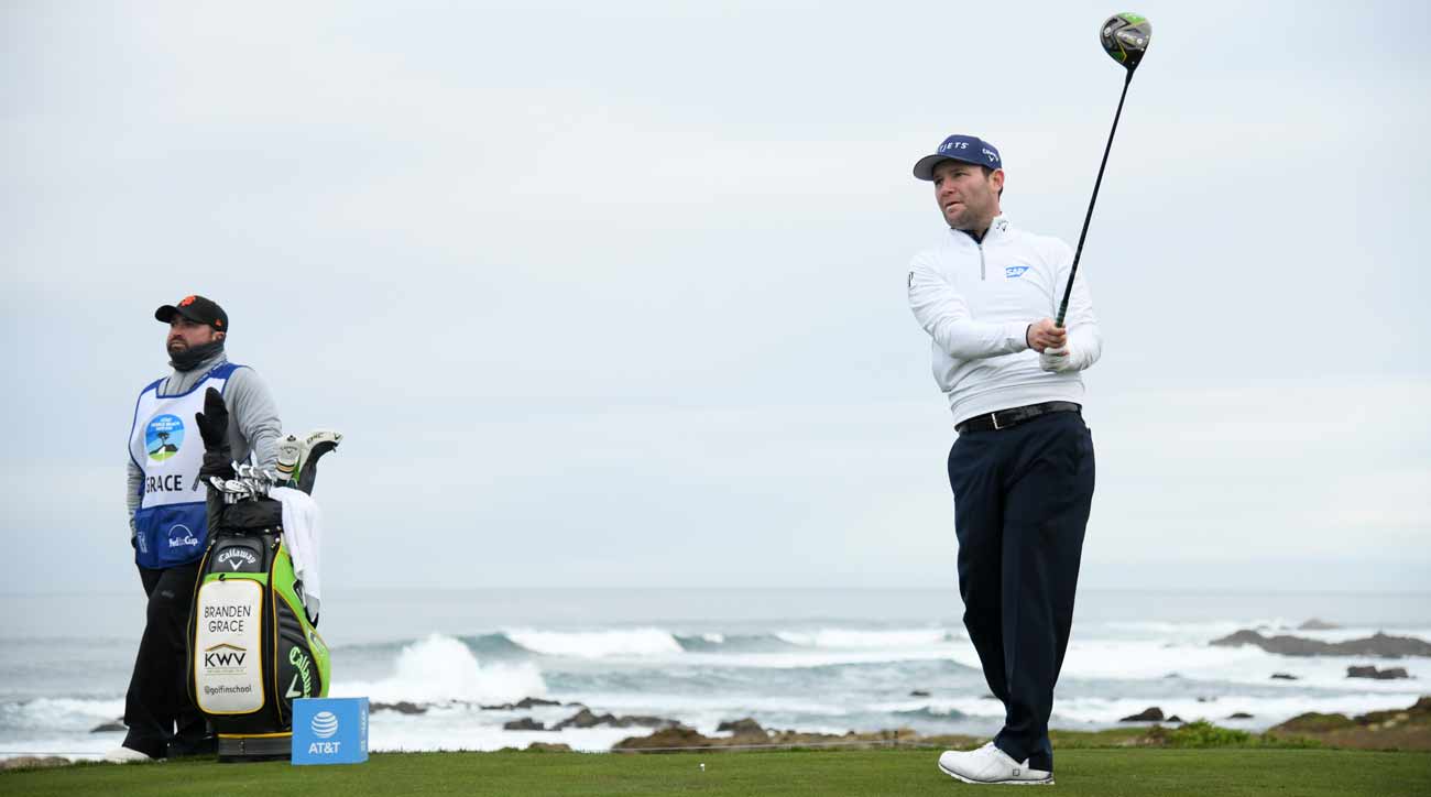 Branden Grace tees off in the second round of the AT&T Pebble Beach Pro-Am