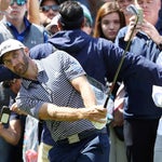 Dustin Johnson hits an approach during the final round of the WGC-Mexico Championship.