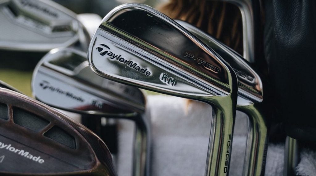 Rory McIlroy's TaylorMade irons with the retail P730 badging.