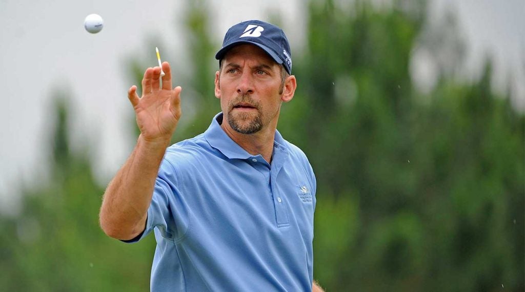John Smoltz tees off in the Cologuard Classic in Arizona this week.