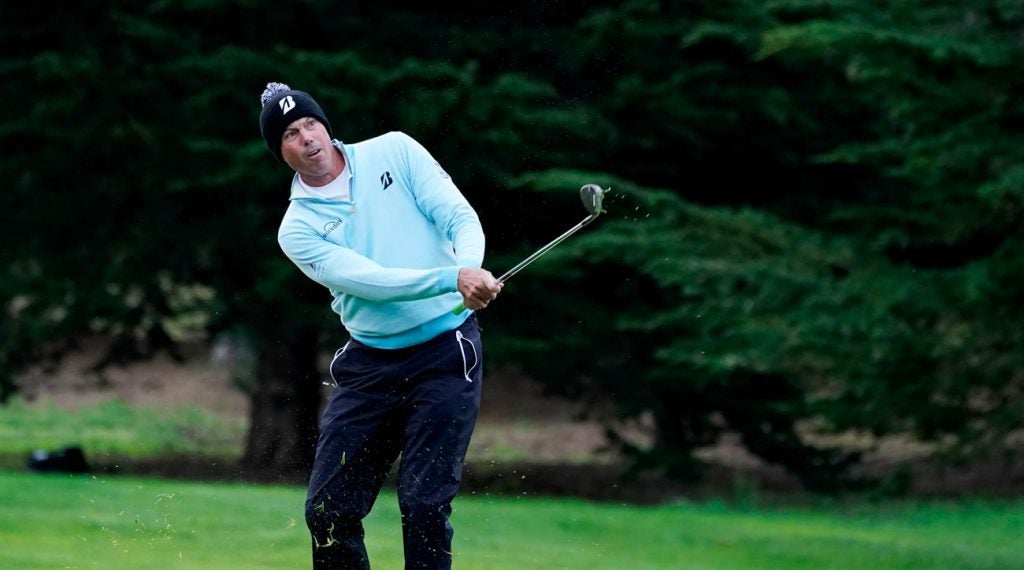 Matt Kuchar plays a shot during the 2019 AT&T Pebble Beach Pro-Am.