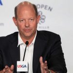 Mike Davis speaks to the media at the 2018 U.S. Open.