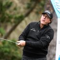 Phil Mickelson hits a drive during the second round of the 2019 AT&T Pebble Beach Pro-Am