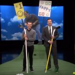 Rory McIlroy and Jimmy Fallon before facing off in the Happy Gilmore Putting Contest on the Tonight Show