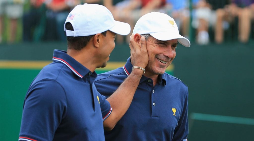 Tiger Woods and Fred Couples at the 2013 Presidents Cup.