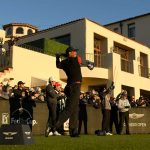 Tiger Woods tees off during the final round of the Genesis Open.