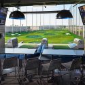 A view from the hitting bay of Topgolf Nashville.