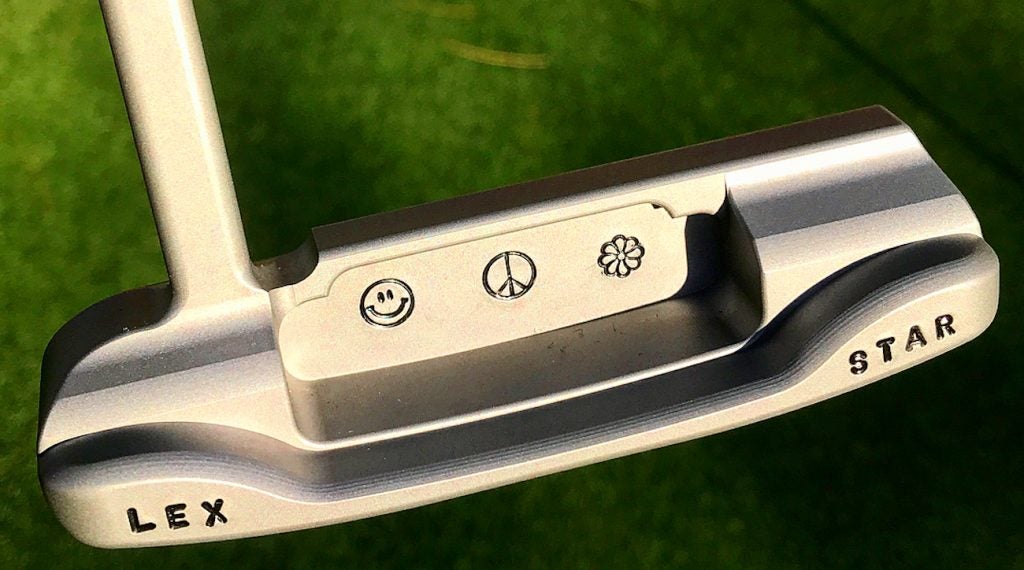Paul Casey has the names of his two children stamped on the bumpers of his Scotty Cameron putter. 
