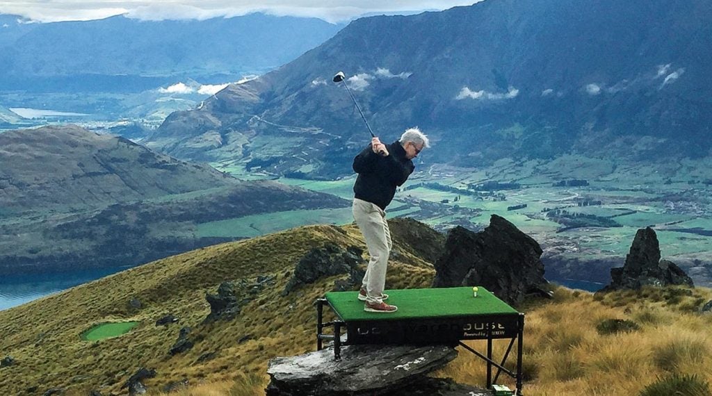 Golfing from an elevated tee overlooking New Zealand? Priceless.